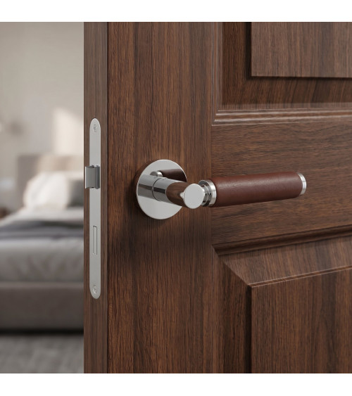 Maniglia per porta contemporanea in pelle scura TUPAI 4200/201 rotonda - maniglia design
