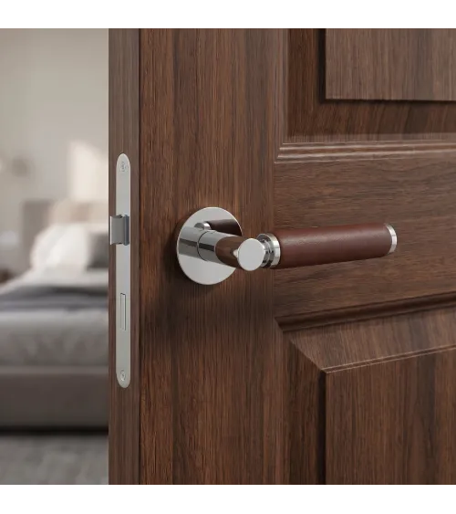 Maniglia per porta contemporanea in pelle scura TUPAI 4200/201 rotonda - maniglia design
