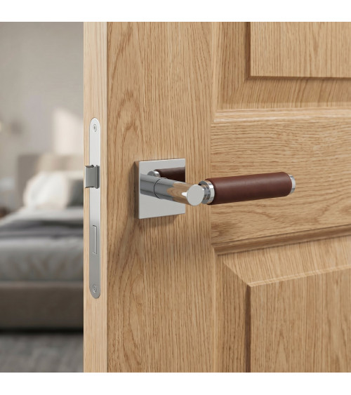 Maniglia per porta contemporanea in pelle scura TUPAI 4200/201 quadrata - maniglia design