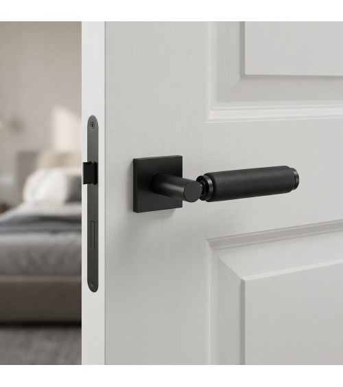 Maniglia per porta nera in pelle nera TUPAI 4200/202 quadrata - maniglia design