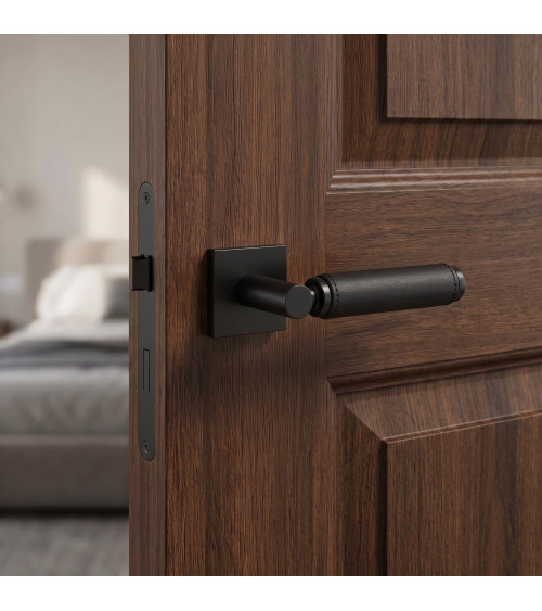 Maniglia per porta nera in pelle nera TUPAI 4200/202 quadrata - maniglia design