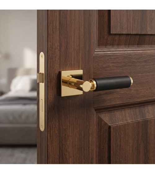 Maniglia per porta contemporanea in pelle TUPAI 4200/202 quadrata - maniglia design