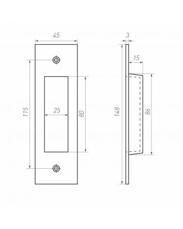 Maniglia per porta scorrevole in bronzo Dauby Pure con dimensioni