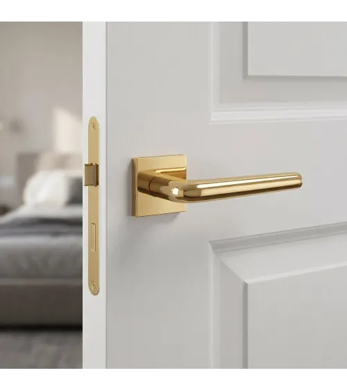 Maniglia per porta in cromo lucido su placca quadrata FUNKIA - maniglia design