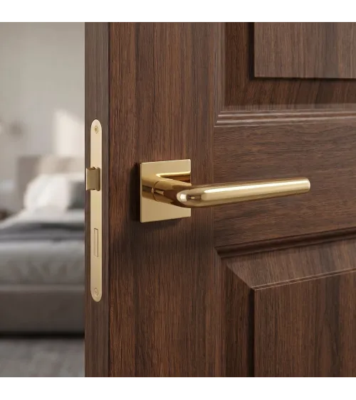 Maniglia per porta in cromo lucido su placca quadrata FUNKIA - maniglia design