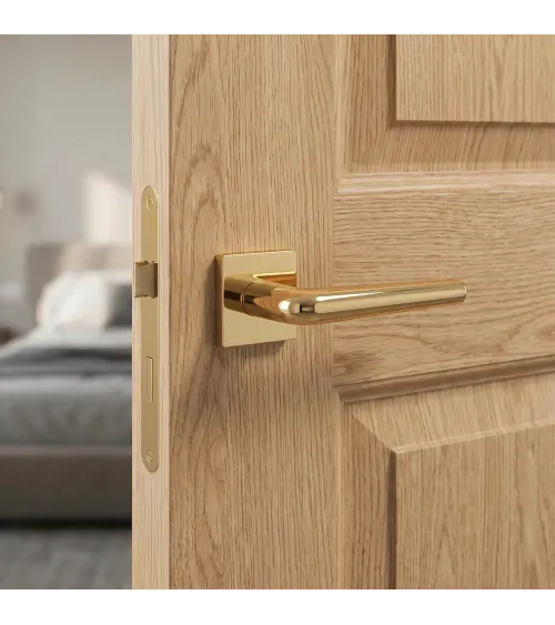 Maniglia per porta in cromo lucido su placca quadrata FUNKIA - maniglia design