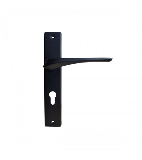 Maniglia per porta nera su placca lunga - modello Adel - maniglia design