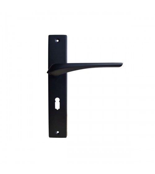 Maniglia per porta nera su placca lunga - modello Adel - maniglia design