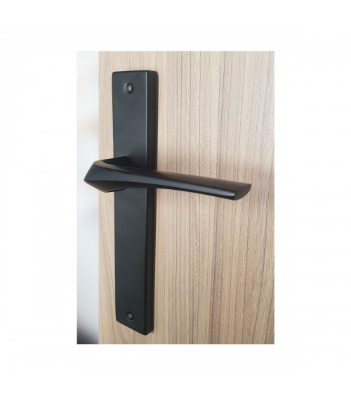 Maniglia per porta nera su placca lunga - modello Adel - maniglia design