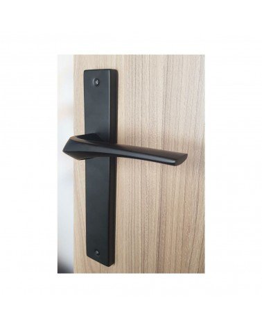 Maniglia per porta nera su placca lunga - modello Adel - maniglia design