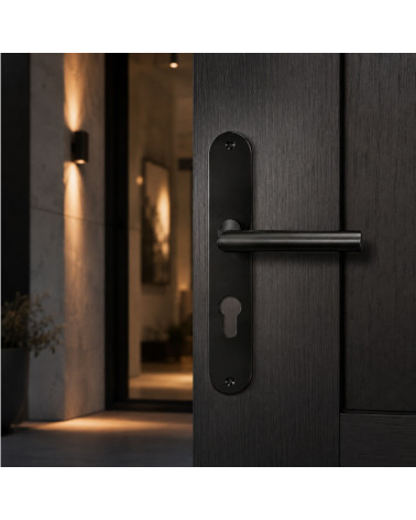 Maniglia su placca grande in PVD nero – speciale porta d'ingresso – modello Altesse