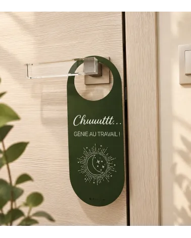 Cartello porta fronte-retro Creatività & Genio al lavoro