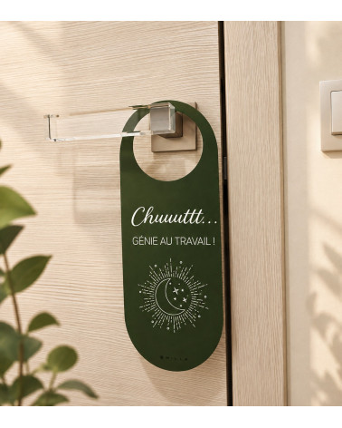 Cartello porta fronte-retro Creatività & Genio al lavoro