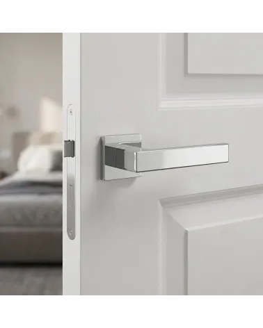 Maniglia di porta in cromo lucido metallico e sofisticato - Modello PINA