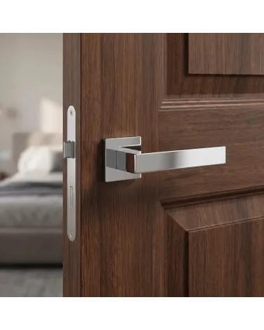 Maniglia di porta in cromo lucido metallico e sofisticato - Modello PINA