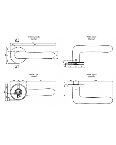 Maniglia per porta CYNIA con dimensioni