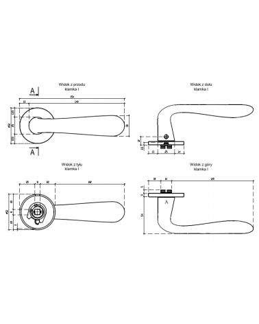 Maniglia per porta GARDENIA con dimensioni