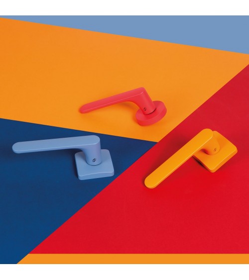 Maniglia per porta color marrone, placca quadrata - Colombo Design Mood - maniglia design