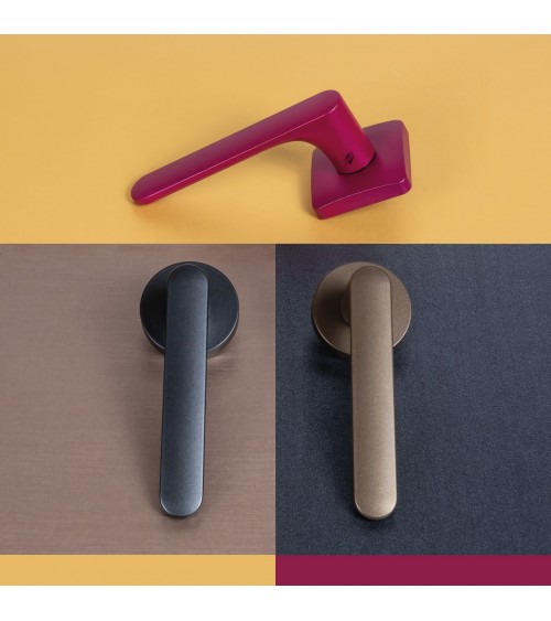 Maniglia per porta color marrone, placca quadrata - Colombo Design Mood - maniglia design