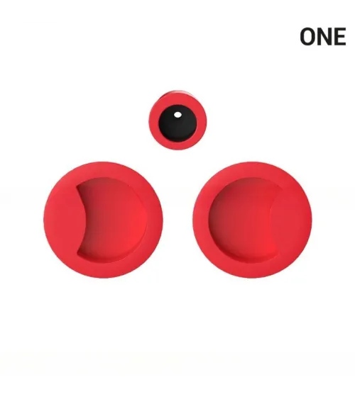 Maniglie a conchiglia semplici di colore rosso, per porte scorrevoli, placca rotonda - Colombo Design Mood OneQ - maniglia desig