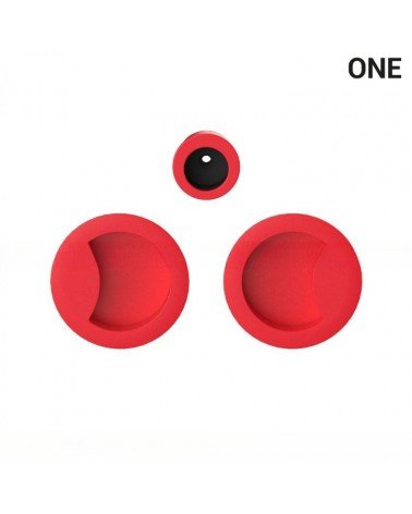 Maniglie a conchiglia semplici di colore rosso, per porte scorrevoli, placca rotonda - Colombo Design Mood OneQ - maniglia desig