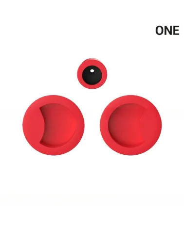 Maniglie a conchiglia semplici di colore rosso, per porte scorrevoli, placca rotonda - Colombo Design Mood OneQ - maniglia desig