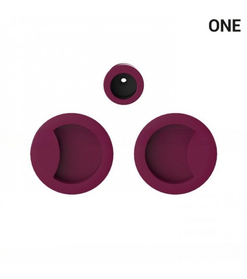 Maniglie a conchiglia semplici di colore viola, per porte scorrevoli, placca rotonda - Colombo Design Mood One - maniglia design