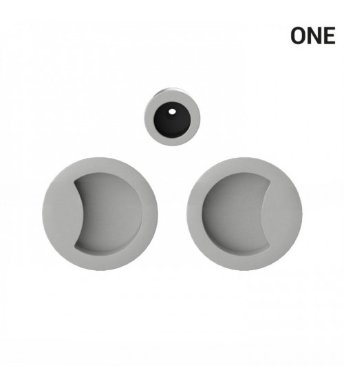 Maniglia a conchiglia semplice di colore argento, per porte scorrevoli, placca rotonda - Colombo Design Mood One - maniglia desi
