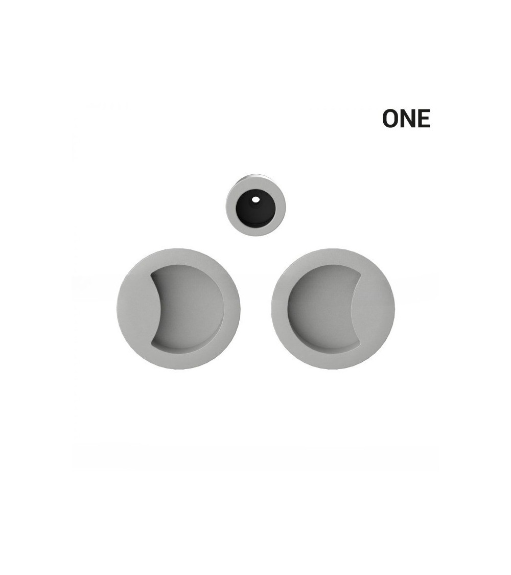 Maniglia a conchiglia semplice di colore argento, per porte scorrevoli, placca rotonda - Colombo Design Mood One - maniglia desi