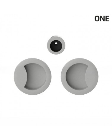 Maniglia a conchiglia semplice di colore argento, per porte scorrevoli, placca rotonda - Colombo Design Mood One - maniglia desi