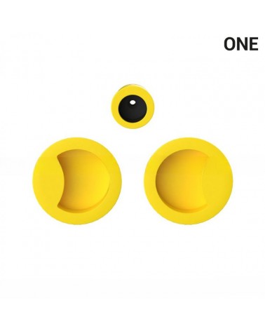 Maniglia a conchiglia semplice di colore giallo, per porte scorrevoli, placca rotonda - Colombo Design Mood One - maniglia desig
