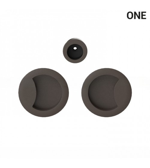 Maniglia a conchiglia semplice di colore marrone, per porte scorrevoli, placca rotonda - Colombo Design Mood One - maniglia desi