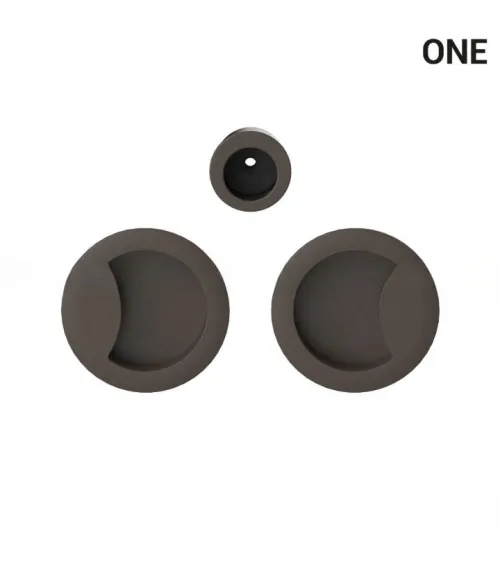 Maniglia a conchiglia semplice di colore marrone, per porte scorrevoli, placca rotonda - Colombo Design Mood One - maniglia desi