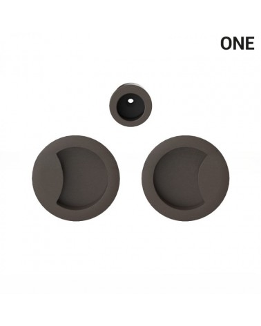 Maniglia a conchiglia semplice di colore marrone, per porte scorrevoli, placca rotonda - Colombo Design Mood One - maniglia desi