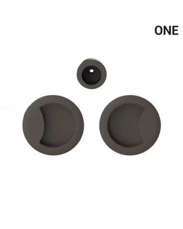 Maniglia a conchiglia semplice di colore marrone, per porte scorrevoli, placca rotonda - Colombo Design Mood One - maniglia desi