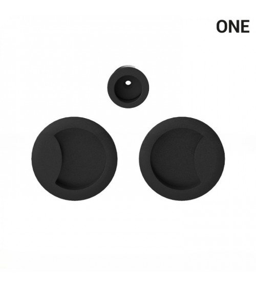 Maniglia a conchiglia semplice di colore nero, per porte scorrevoli, placca rotonda - Colombo Design Mood One - maniglia design