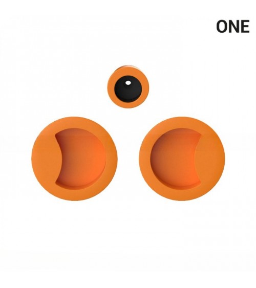 Maniglia a conchiglia semplice di colore arancione, per porte scorrevoli, placca rotonda - Colombo Design Mood One - maniglia de