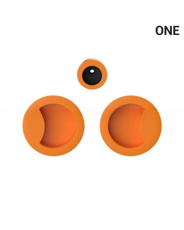 Maniglia a conchiglia semplice di colore arancione, per porte scorrevoli, placca rotonda - Colombo Design Mood One - maniglia de
