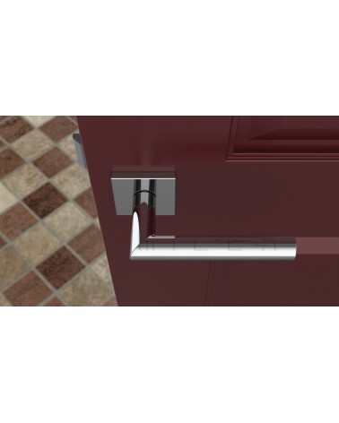 Maniglia per porta ARABIS cromo lucido maniglia design vista dall'alto montata su una porta