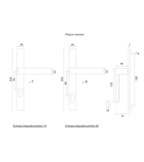 Maniglia profilo stretto alluminio/PVC effetto inox su placca 26 mm | MILLAMANIGLIE