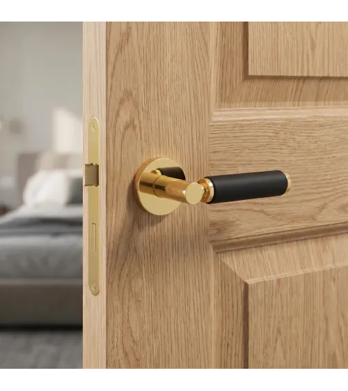 Maniglia per porta nera in pelle TUPAI 4200/202 rotonda - maniglia design