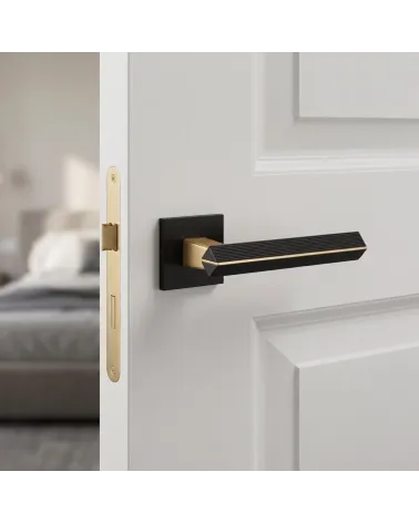 Maniglia per Porta Bicolore Oro Opaco/Nero Sofisticata - Modello CARRERA