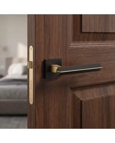 Maniglia per Porta Bicolore Oro Opaco/Nero Sofisticata - Modello CARRERA