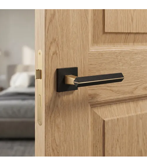 Maniglia per porta bicolore oro opaco/nero CARRERA maniglia design