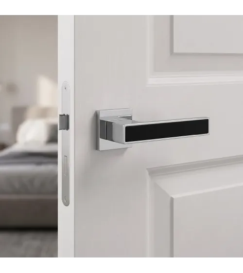 Maniglia per porta bicolore nero/cromo TOTAL maniglia design