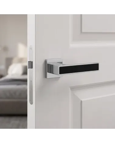 Maniglia per Porta Bicolore Nera/cromo di Lusso - Modello TOTAL