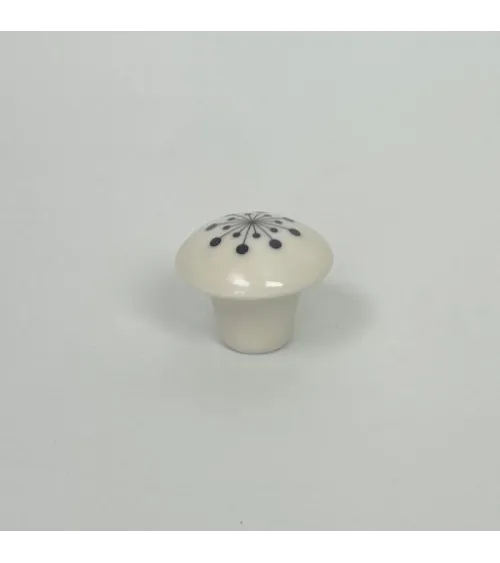 Pomolo per mobili in porcellana Fiore nero, taglia S – Anne Black
