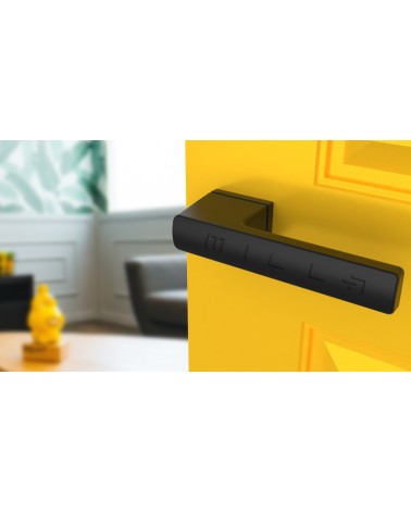 Maniglia per porta futuristica BRISA maniglia design montata su una porta socchiusa