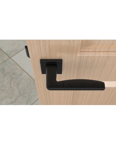 Maniglia per porta classica ERBA design vista dall'alto montata su una porta