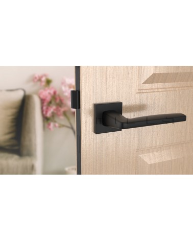 Maniglia per porta classica ERBA design vista frontale montata su una porta